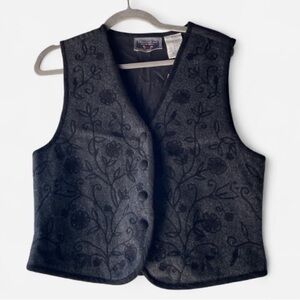 Embroidered Black Vest for Women